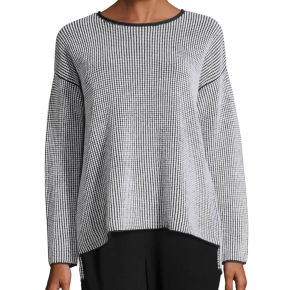 Eileen Fisher Linen Waffle Stitch Box Top Sweater - Picture 2 of 5